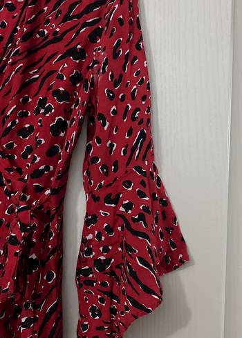 Kadın Kırmızı Bohem Uzun Kollu Uzun Elbise - Görsel 3