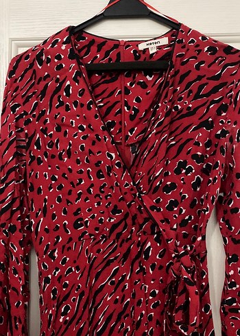 Kadın Kırmızı Bohem Uzun Kollu Uzun Elbise - Görsel 2