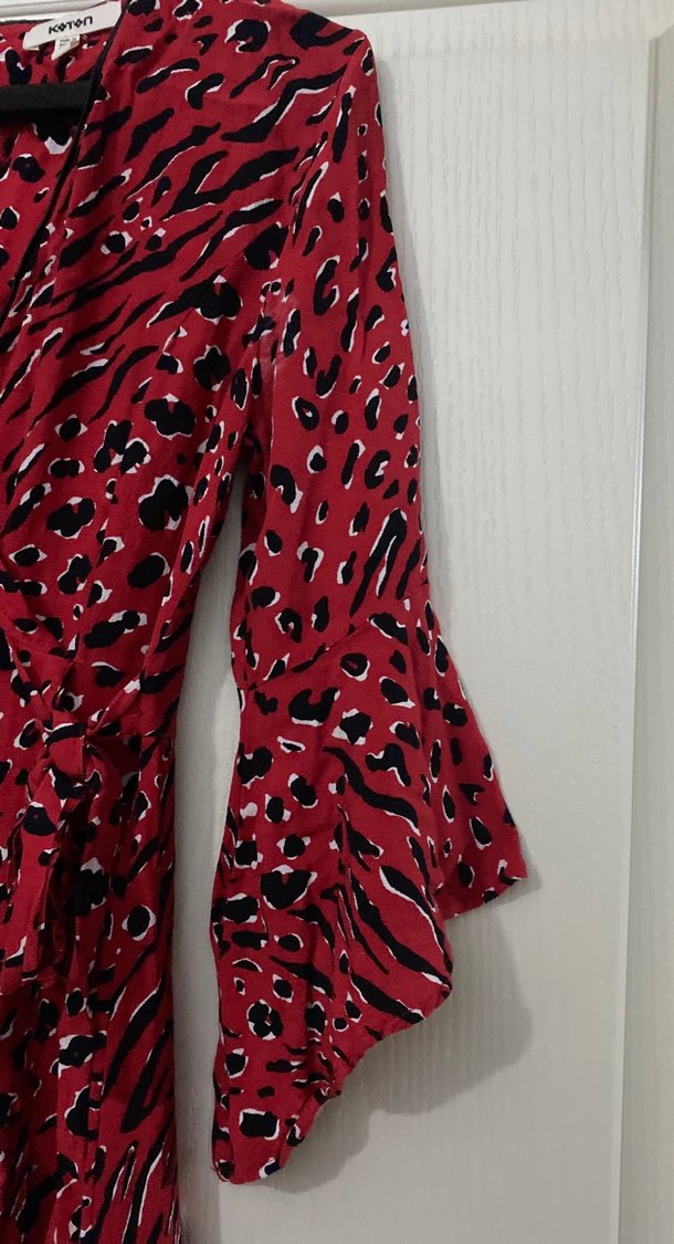 Kadın Kırmızı Bohem Uzun Kollu Uzun Elbise - Görsel 3