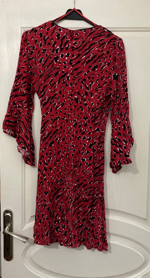 Kadın Kırmızı Bohem Uzun Kollu Uzun Elbise - Görsel 5