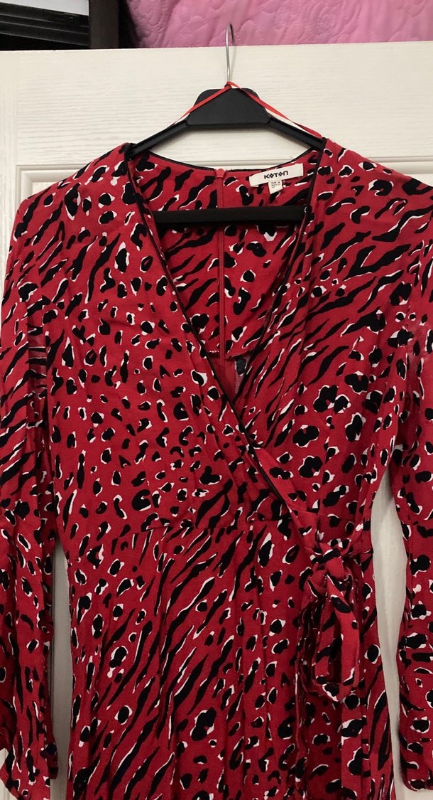 Kadın Kırmızı Bohem Uzun Kollu Uzun Elbise - Görsel 2