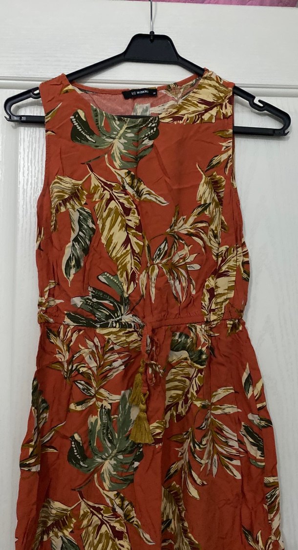 Kırmızı Bohem Desenli Uzun Kadın Tulum - Görsel 2