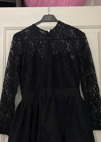 Dantel Detaylı Siyah Uzun Kollu Gotik Elbise - Görsel 4