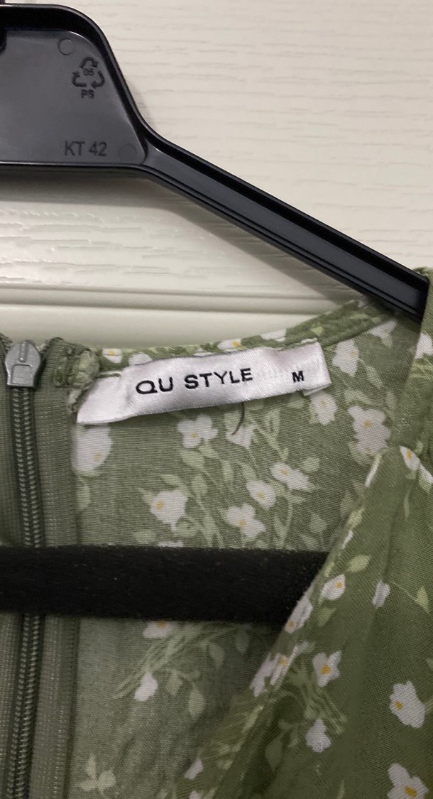 Yeşil V Yaka Kemerli Uzun Elbise - Görsel 4