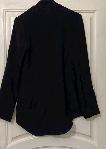 Siyah Kadın Düğmeli Midi Blazer Ceket - Görsel 5