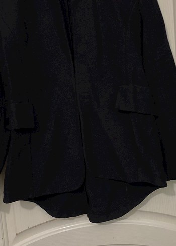 Siyah Kadın Düğmeli Midi Blazer Ceket - Görsel 3