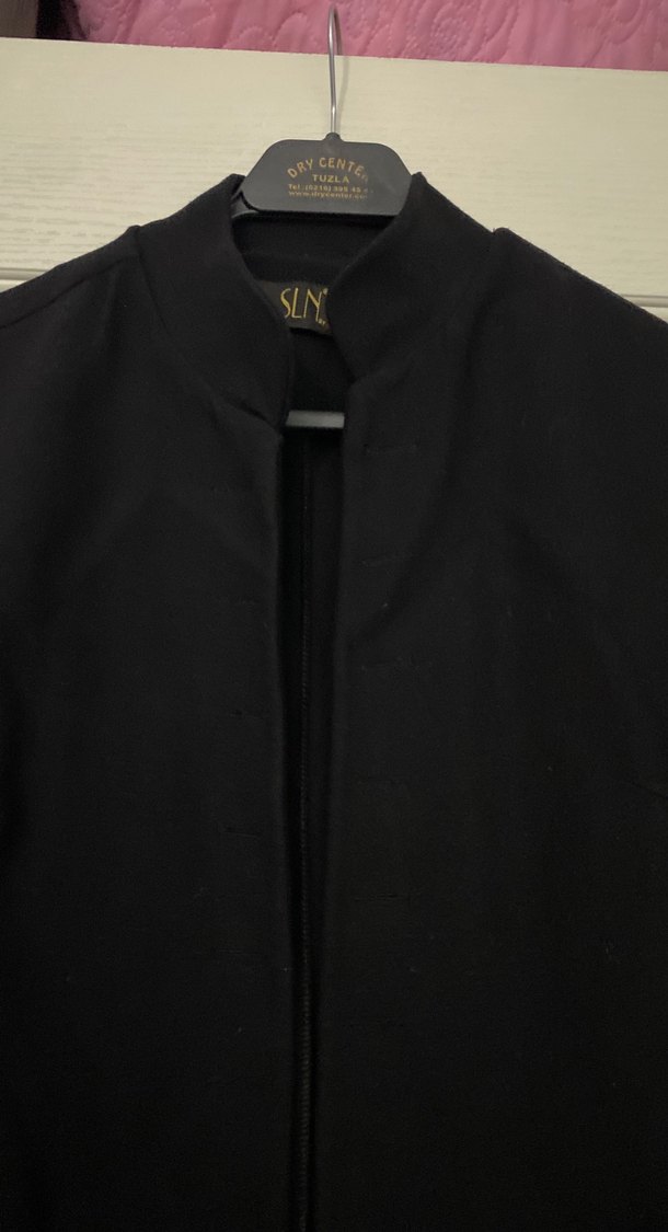 Siyah Kadın Düğmeli Midi Blazer Ceket - Görsel 4