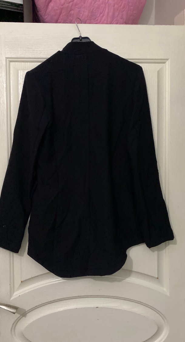 Siyah Kadın Düğmeli Midi Blazer Ceket - Görsel 5