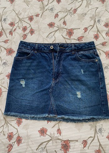 Lcw Düğmeli Lacivert Denim Mini Etek