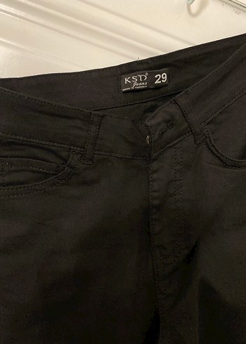 Düğmeli Siyah Kadın Kot Pantolon - Görsel 3