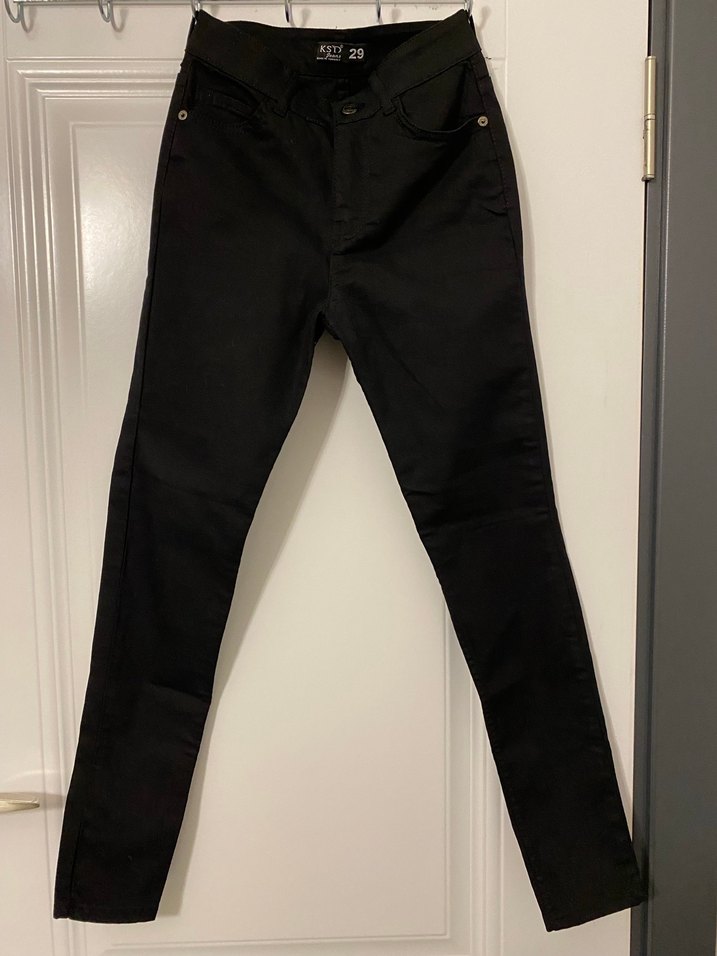 Düğmeli Siyah Kadın Kot Pantolon - Görsel 2