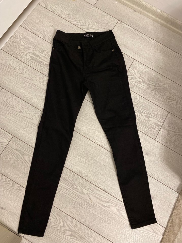 Düğmeli Siyah Kadın Kot Pantolon - Görsel 5