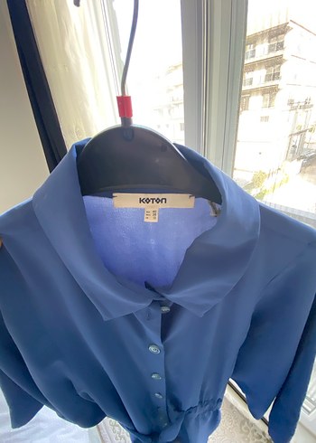 Mavi Parlak Midi Kadın Elbise - Görsel 2