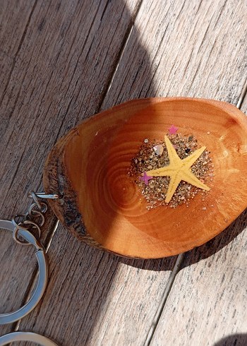 Beden zeytin dalı bir yüzü epoksi anahtarlık