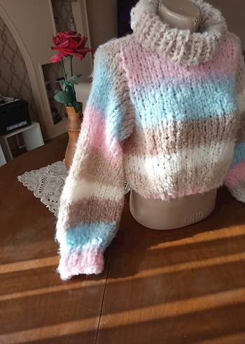 Diğer Bohem Tarz Pastel Renkli Örgü Boğazlı Kazak