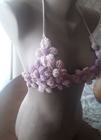 universal Beden El örgüsü çiçekli bikini üst 