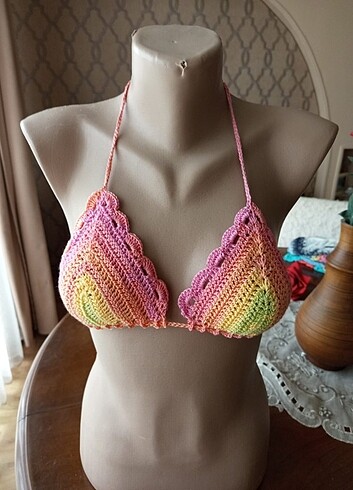 El örgüsü koton bikini üst