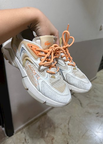 Bağcıklı Pastel turuncu bağcıklı lacoste sneaker