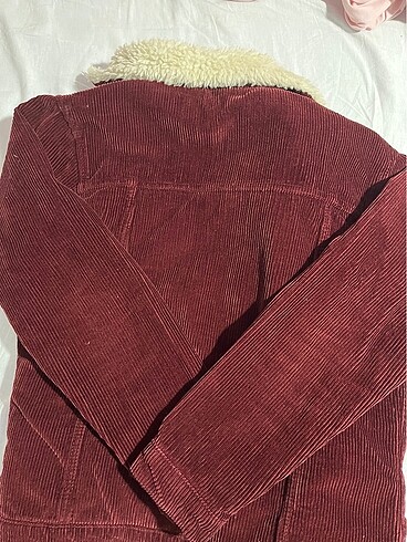 Zara Kadife görünümlü içi tüylü bordo ceket