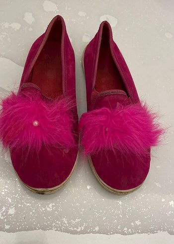 Pembe Kürklü Kız Loafer Ayakkabı - Görsel 7