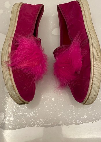 Pembe Kürklü Kız Loafer Ayakkabı - Görsel 4