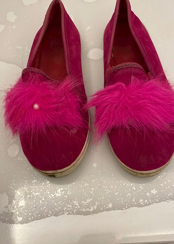 Pembe Kürklü Kız Loafer Ayakkabı - Görsel 2