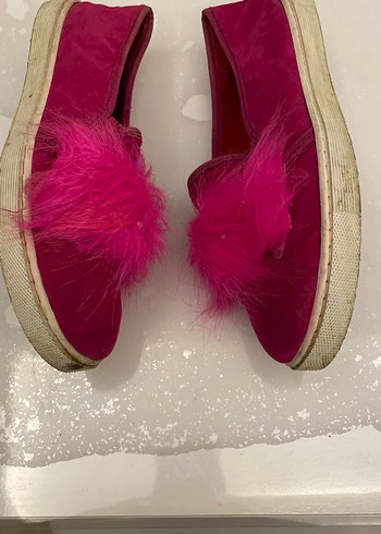 Pembe Kürklü Kız Loafer Ayakkabı - Görsel 3