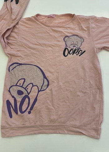 Pembe Baskılı Kız Tişörtü, Kısa Kollu, Rahat Kesim - Görsel 2