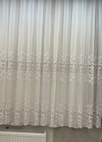 Nakışlı Beyaz Tül Perde - Görsel 3