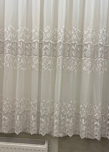 Nakışlı Beyaz Tül Perde - Görsel 8