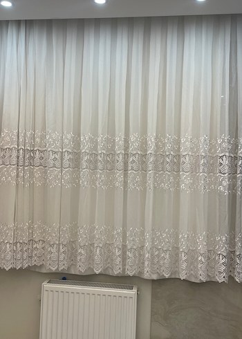 Nakışlı Beyaz Tül Perde - Görsel 2