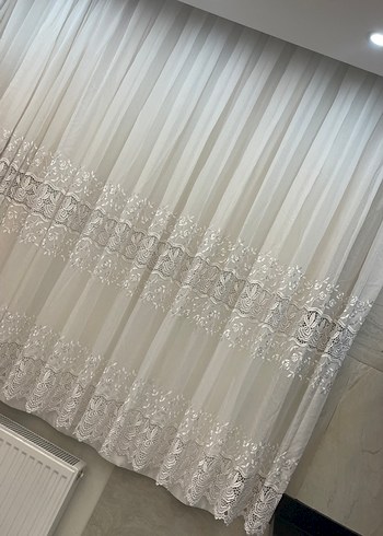 Nakışlı Beyaz Tül Perde - Görsel 9