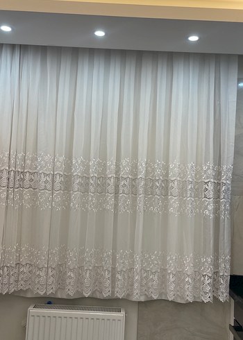 Nakışlı Beyaz Tül Perde - Görsel 4