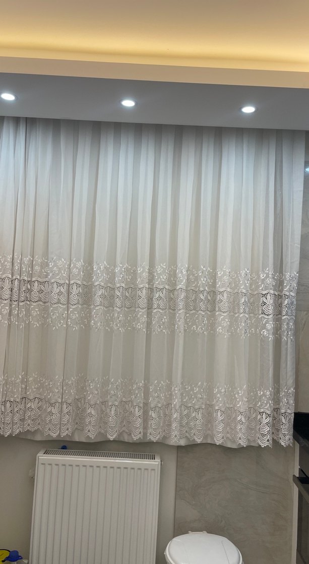 Nakışlı Beyaz Tül Perde - Görsel 5