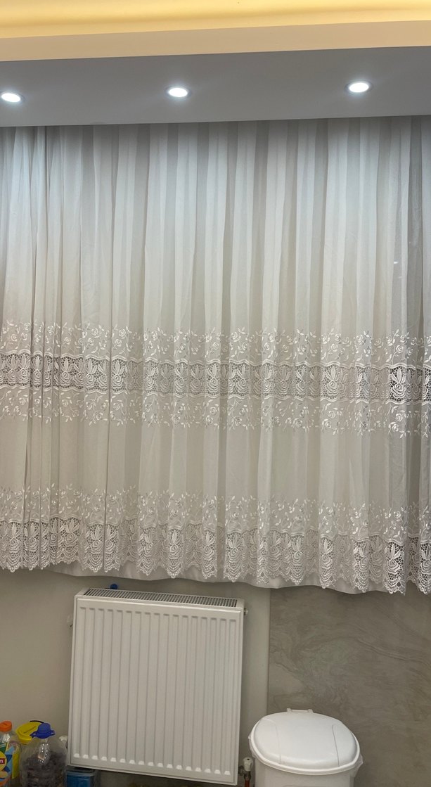 Nakışlı Beyaz Tül Perde - Görsel 2