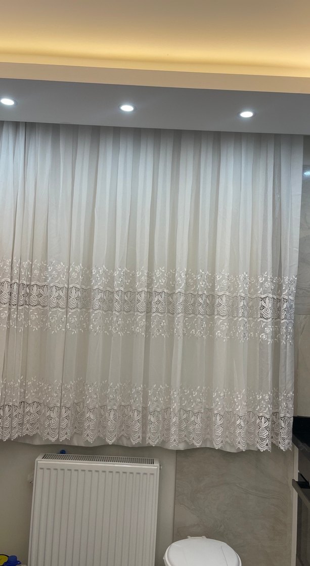 Nakışlı Beyaz Tül Perde - Görsel 4