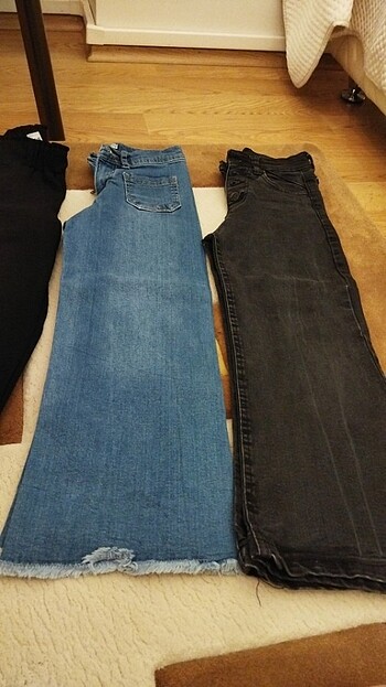 2 adet kot pantolon 1 adet yazlık tiril tiril pantolon kız çocuk