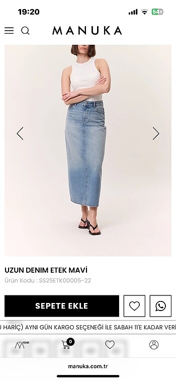manuka mavi denim kot etek