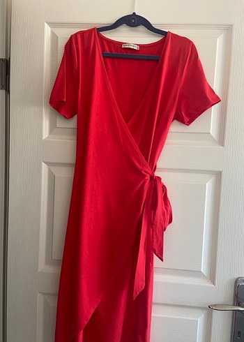Mudo Kırmızı V Yaka Elbise - Görsel 2