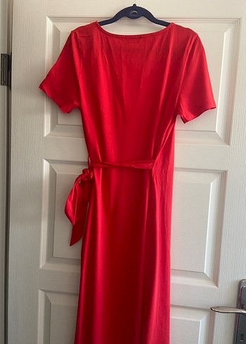 Mudo Kırmızı V Yaka Elbise - Görsel 3
