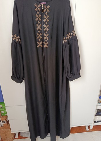 Nakışlı Siyah Uzun Ferace - Görsel 5