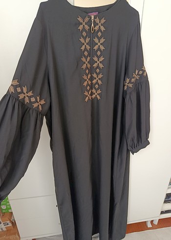 Nakışlı Siyah Uzun Ferace - Görsel 6