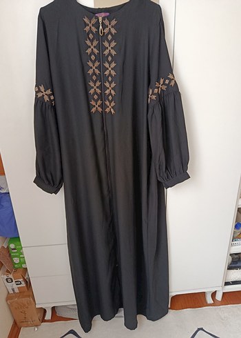 Nakışlı Siyah Uzun Ferace - Görsel 4