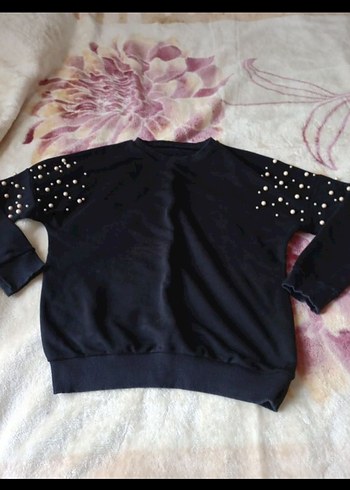 Siyah Payetli Sweatshirt - Görsel 2