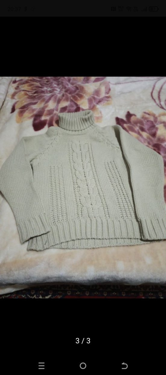 Bej Boğazlı Örgü Kadın Kazak - Görsel 3