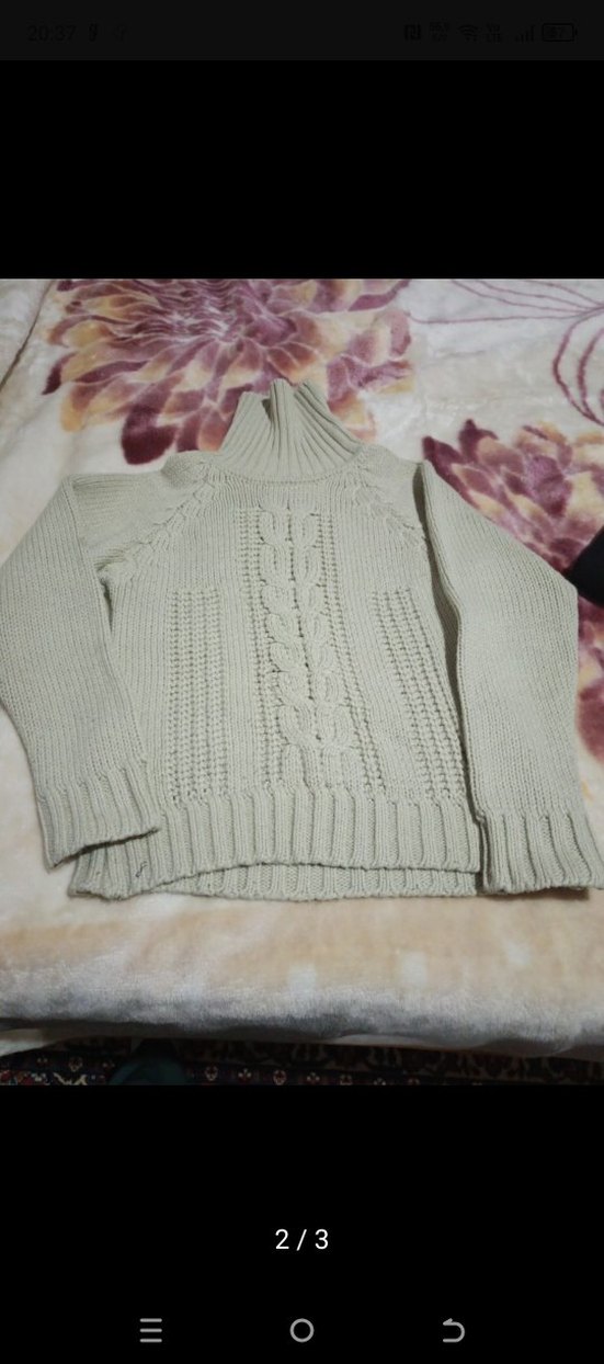 Bej Boğazlı Örgü Kadın Kazak - Görsel 2