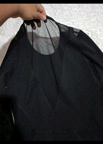 Siyah Uzun Kollu Örgü Gotik Elbise - Görsel 3