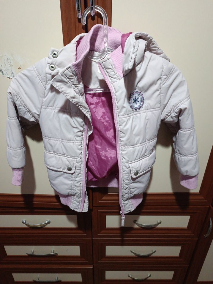 Pembe Düğmeli Kız Çocuk Mont - Görsel 2