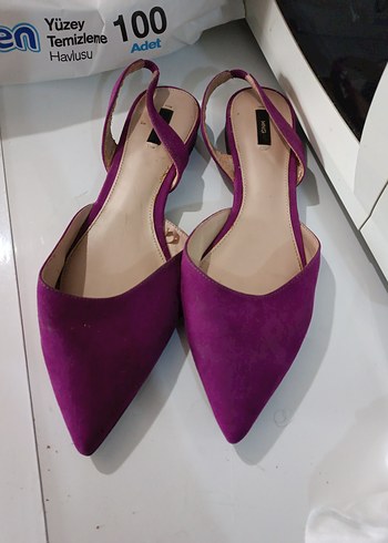 Mor Süet Stiletto Kadın Topuklu Ayakkabı - Görsel 2