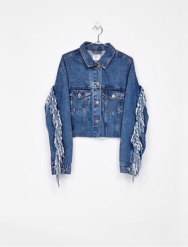 Bershka püsküllü kot ceket